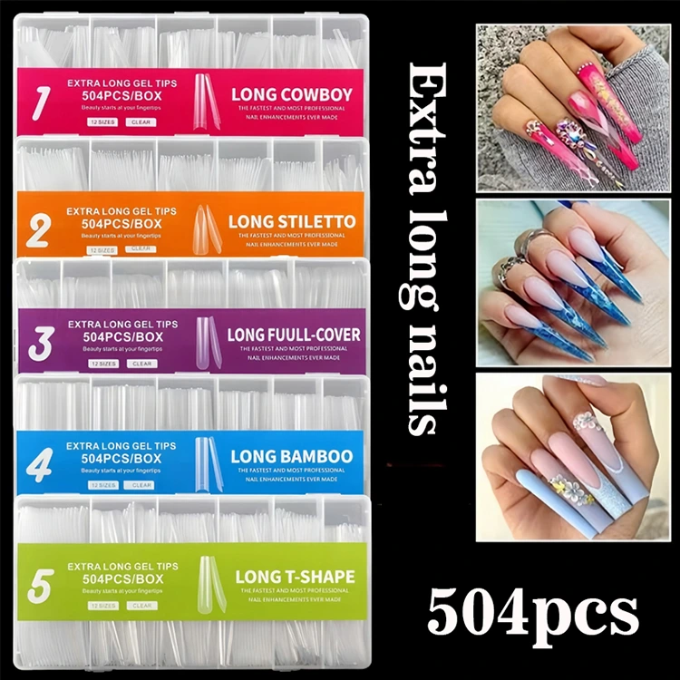 Ekstra Uzun Jel İpuçları - 504pcs