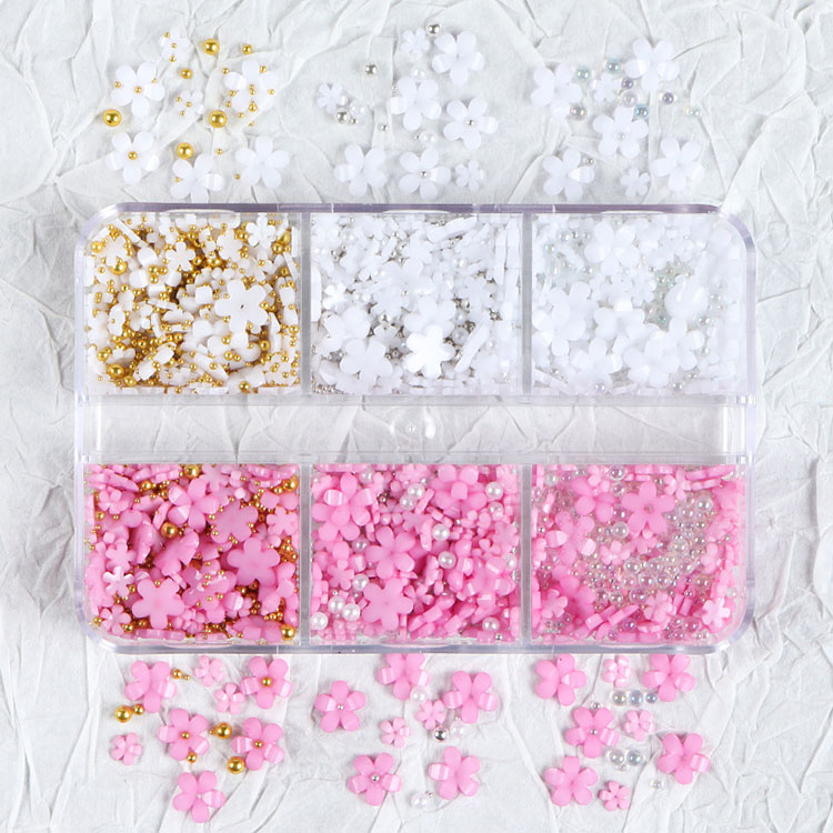 Bahar Nail Art Malzemeleri İncili Manikür ile Kiraz Çiçeği DIY Tırnak Süslemeleri